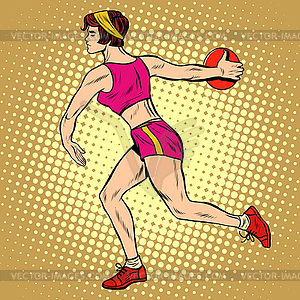 Girl discus thrower athletics summer sports games - vector image