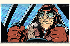 Retro military Aviator pilot - vector clipart