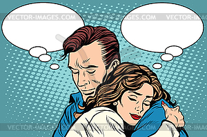 Couple man and woman love hug - vector clipart