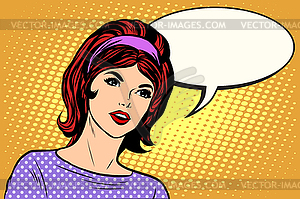 Retro question girl - vector clip art