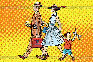 Family on walk - vector clip art