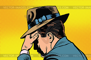 Retro male thinking - vector clipart / vector image