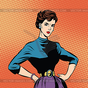 Strict beautiful retro woman - vector clipart