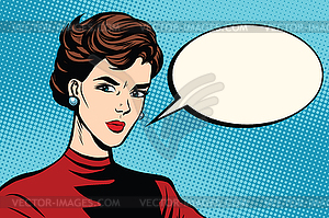 Strict beautiful retro woman - vector clipart