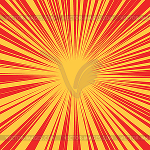 Red yellow retro rays background - vector image