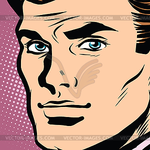 Мужской лицо профиль поп-арт - векторное изображение