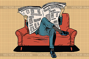 Morning paper reads man - vector clipart