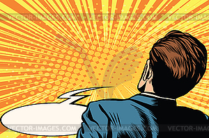 Frightened man back - color vector clipart