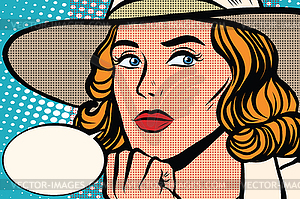 Retro lady thinks - vector clipart