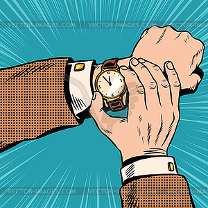 Wrist watch retro pop art - vector clip art