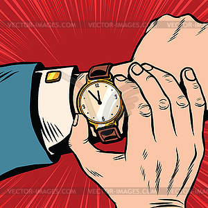 Wrist watch retro pop art - vector clipart