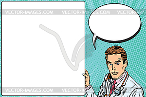 Doctor announcement poster medicine health - color vector clipart