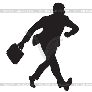 Businessman walks black silhouette figure - vector image