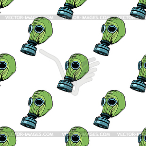 Gas mask seamless pattern - vector image