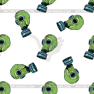 Gas mask seamless pattern - vector clip art