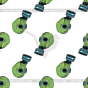 Gas mask seamless pattern - vector clipart / vector image