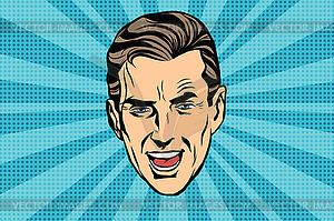 Retro head man pop art poster - vector clipart