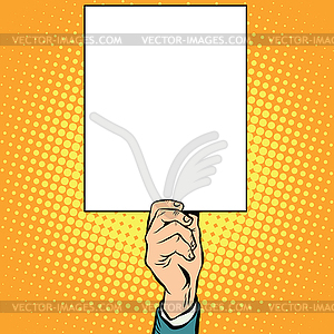 Hand with clear plate poster - vector image