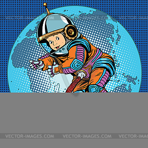 Astronaut baby Earth space - vector image