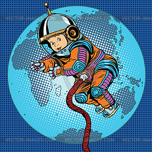 Astronaut baby Earth space - vector clip art