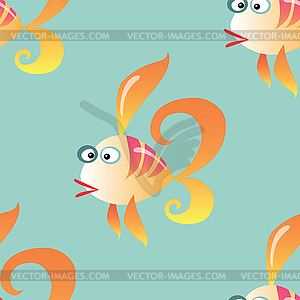 Goldfish marine seamless pattern background - vector clipart / vector image