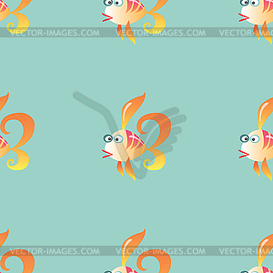 Goldfish marine seamless pattern background - vector image