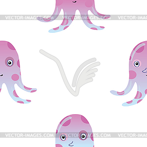 Медузы или осьминог морской бесшовные модели - цветной векторный клипарт