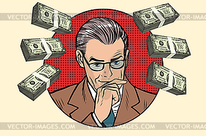Business man and wads of money - vector image