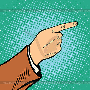 Hand points sideways and up - color vector clipart