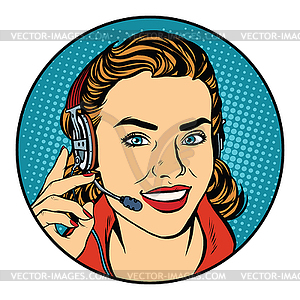 Woman customer support operator - vector clipart / vector image