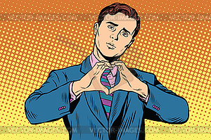 I love you gesture heart man - vector image