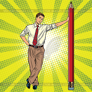 Retro engineer with pencil - vector image