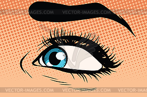 Синий женский глаз - цветной векторный клипарт