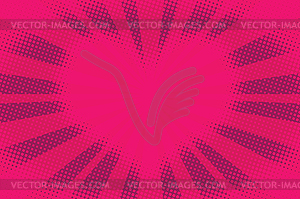 Red heart pop art retro background - vector image