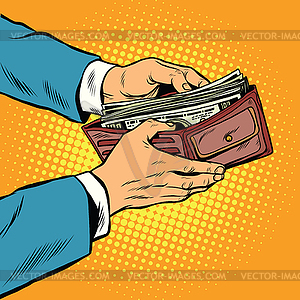 Wallet with cash money, business and Finance - vector image