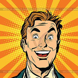 Happy male face, smile - vector image