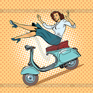 Girl on scooter accident - vector image