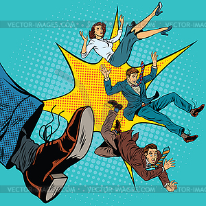 Kick leg, dismissal - vector clipart