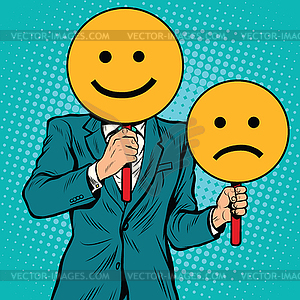 Выражения лица смайлик счастливый и грустный - клипарт в векторе / векторное изображение