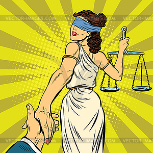 Follow me, Themis leads to court - vector clip art