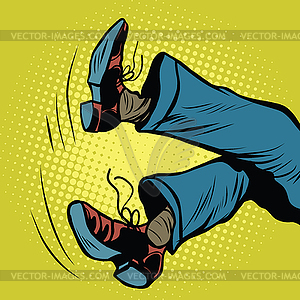 Feet man falls - stock vector clipart