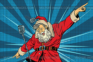 Santa Claus superstar singer on stage - vector image