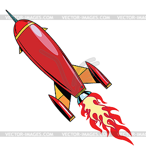 Retro rocket soars up - vector clipart