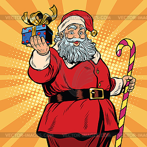 Santa Claus with gift, Christmas and new year - vector clipart