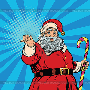 Santa Claus with gift - vector image