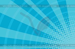 Blue cartoon light rays pop art retro background - vector image