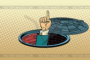 Index finger of manhole - vector clip art