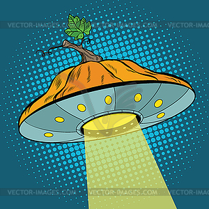 Pumpkin Halloween UFO - vector image