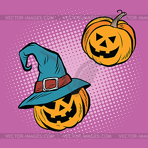 Зло Хэллоуин тыква шляпа паломника - цветной векторный клипарт