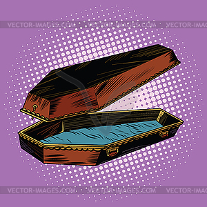 Antique wooden coffin is open - vector clip art